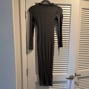 Naked Wardrobe Gray Midi Bodycon Dress